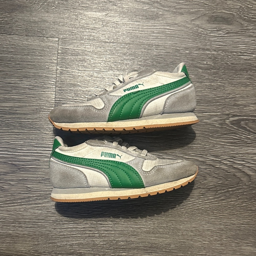 PUMA Kids Gray and Green Sneakers